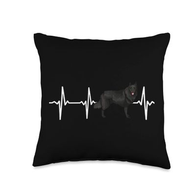 Belgian Sheepdog Heartbeat Love My Dog Throw Pillow