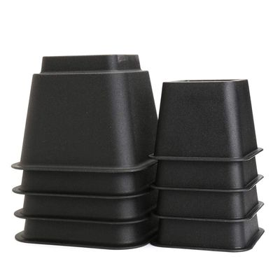 HomeRoots Bed Risers Set of 8 Heavy Duty Plastic 3, 5 or 8 Inch Adjustable Risers for Bed, Furniture Sofa, Table, and Chair - Black