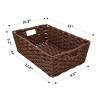 Onlytak Large Wicker Storage Basket, Metal Frame, Set of 2, Washable Waterproof, 15" x 10.3" x 5.2", Brown Color, Woven Basket for Pantry, Toilet, Bathroom, Bedroom, Patio view 2