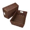 Onlytak Large Wicker Storage Basket, Metal Frame, Set of 2, Washable Waterproof, 15" x 10.3" x 5.2", Brown Color, Woven Basket for Pantry, Toilet, Bathroom, Bedroom, Patio view 3