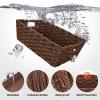 Onlytak Large Wicker Storage Basket, Metal Frame, Set of 2, Washable Waterproof, 15" x 10.3" x 5.2", Brown Color, Woven Basket for Pantry, Toilet, Bathroom, Bedroom, Patio view 4