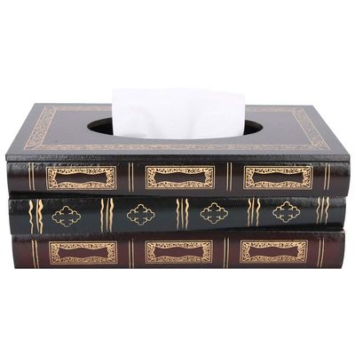 Book Tissue Box Craft Paper Towel Box Wooden Brown Retro European Large Capacity Napkin Box Holder Dispenser