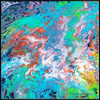 COLORFUL ART PRINT -Acrylic Abstract Art- Large Abstract Print -Psychedelic Art -Multicolor Wall Art-Blue Abstract Print -Abstract Canvas Art (Giclee Canvas, 18x24 Inches)