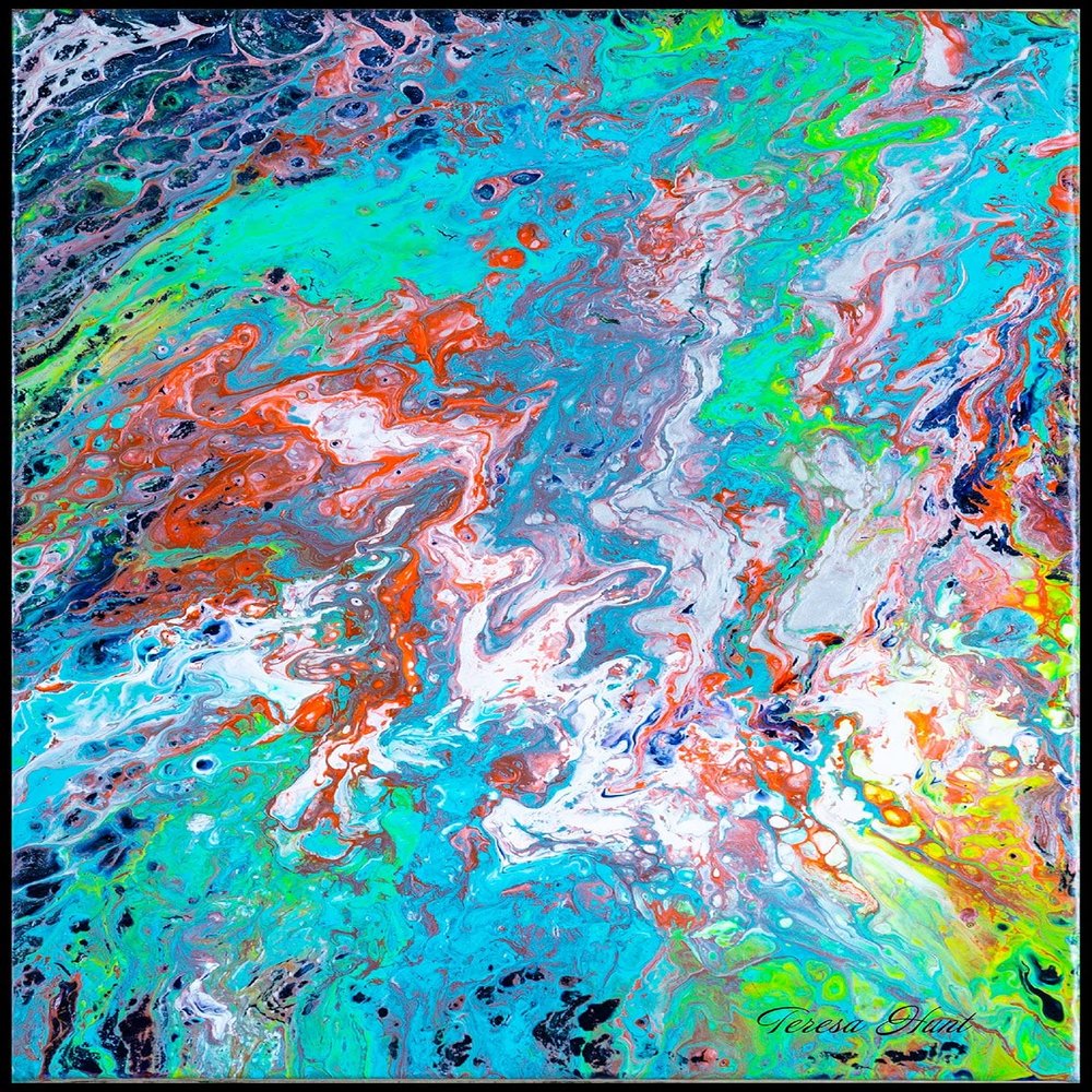 COLORFUL ART PRINT -Acrylic Abstract Art- Large Abstract Print -Psychedelic Art -Multicolor Wall Art-Blue Abstract Print -Abstract Canvas Art (Giclee Canvas, 18x24 Inches)
