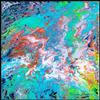 COLORFUL ART PRINT -Acrylic Abstract Art- Large Abstract Print -Psychedelic Art -Multicolor Wall Art-Blue Abstract Print -Abstract Canvas Art (Giclee Canvas, 18x24 Inches) view 1