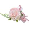 ARTFLWS 2PCS Rose Flower Wrist Corsage Boutonniere Set Handmade Artificial Corsage Set Bride Hand Flower Men Boutonniere for Wedding Party Prom Decorations (2 Boutonnieres Red) view 3