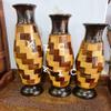 Antique Nautical Wooden Handicraft Brown Flower Pot /Vase (Set of 3) view 2