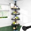 ALLZONE Corner Shower Caddy Tension Pole, Extendable Rustproof Stainless Steel Pole & 4-Tier Adjustable Shelves for Easy Drainage and Built-to-Last Stability, 34 to 116 Inch, Black view 1