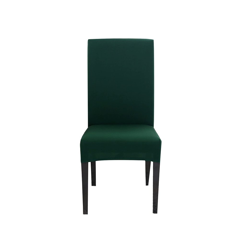 6PCS Dining Chair Covers Polyester Stretch Dining Room Chair Slipcovers Removable Available in All Seasons Washable Chair Covers for Kitchen?Banquet?Hotel and Party?Dark Green?