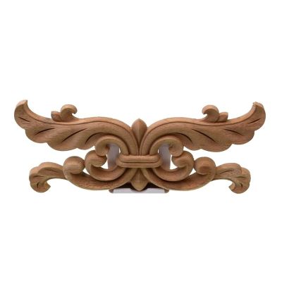 DUO ER Lovely Floral Wood Carved Decal Appliques Frame Wall Doors Furniture Woodcarving Decorative Wooden Figurines Crafts