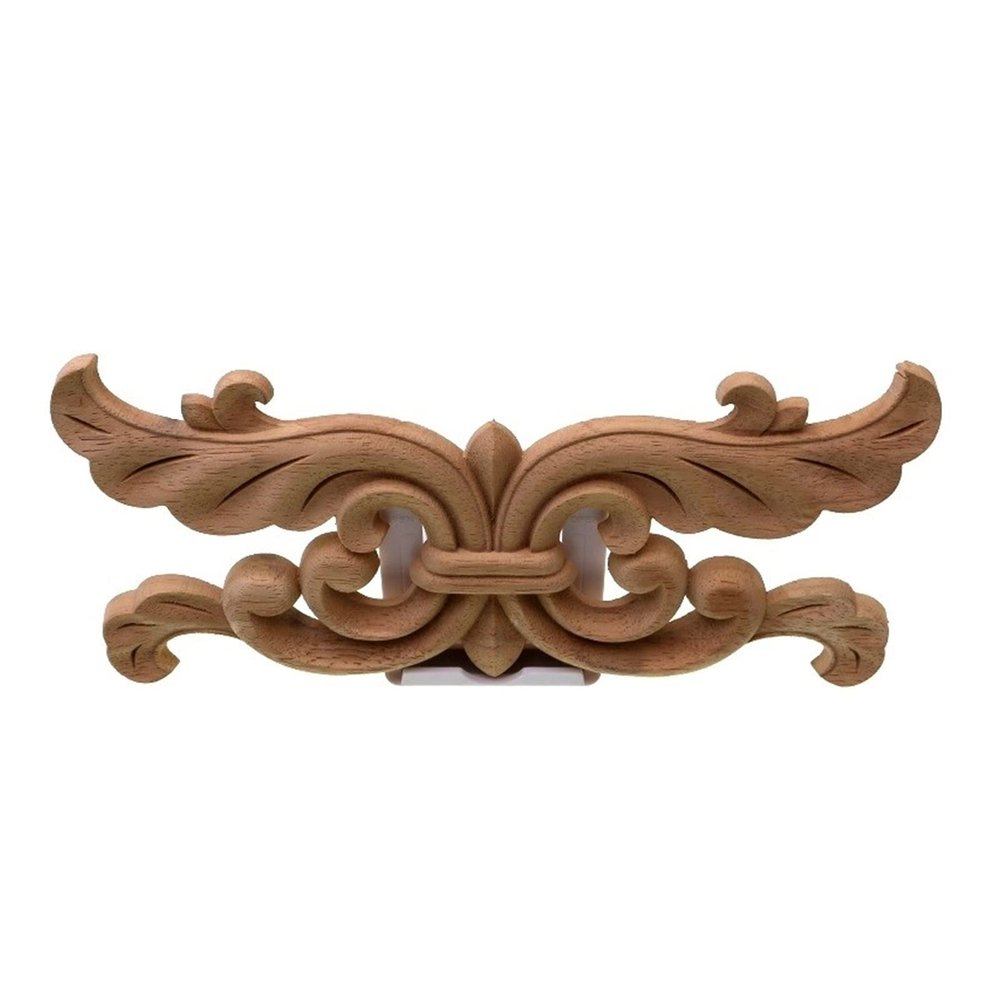 DUO ER Lovely Floral Wood Carved Decal Appliques Frame Wall Doors Furniture Woodcarving Decorative Wooden Figurines Crafts