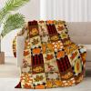 ARAHANT Multifunctional Thanksgiving Pumpkin Turkey Maple Leaves Retro Plaid Blanket, Flannel, Soft and Comfortable, Suitable for Sofa, Living Room, Bedroom, Good Gift Choice, 120" x 90" for Family view 1