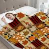 ARAHANT Multifunctional Thanksgiving Pumpkin Turkey Maple Leaves Retro Plaid Blanket, Flannel, Soft and Comfortable, Suitable for Sofa, Living Room, Bedroom, Good Gift Choice, 120" x 90" for Family view 3