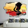 Amazing Cartoon African Woman 3D Wall Stickers Mural Smashed Wall Art Removable Poster Vinyl decals For Bedroom Living Room Playroom Nursery Office Shop,32 inch view 1
