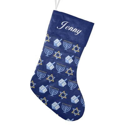 CUXWEOT Personalized Blue Candle Star Scale Christmas Stocking Name Stockings Socks for Family Kids Dog Pet Gift Party Home Decor 17.52 x 7.87 Inch