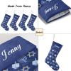 CUXWEOT Personalized Blue Candle Star Scale Christmas Stocking Name Stockings Socks for Family Kids Dog Pet Gift Party Home Decor 17.52 x 7.87 Inch view 4