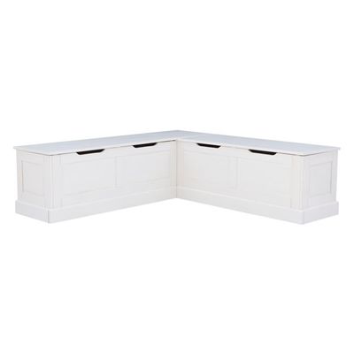 Riverbay Furniture Backless Wood Corner Kitchen Breakfast Nook Bench, with Hidden Storage, in White (Bench Only)