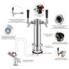 Dbgogo Kegerator Tower Double Tap Beer Tower Dual Faucet Beer Tower Stainless Steel 3'' Flange Beer Tower Dispenser Beer Tap Kegerator Parts with Pre-Assembled Tubing and Self-Closing Springs view 3