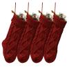 Littryee 4 Stockings, 18" Stockings, Knit Stockings, Large Size Knitted Socks, for Family Holiday Decorations, Off W.hite or Burgundy view 1