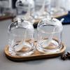 2PCS Glass Sugar Bowls Set with Lid, Spoon and Bamboo Tray - 10.6oz/300ml Covered Clear Sugar Bowl Spice Jars Seasoning Box Set view 2