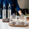 2PCS Glass Sugar Bowls Set with Lid, Spoon and Bamboo Tray - 10.6oz/300ml Covered Clear Sugar Bowl Spice Jars Seasoning Box Set view 3