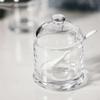 2PCS Glass Sugar Bowls Set with Lid, Spoon and Bamboo Tray - 10.6oz/300ml Covered Clear Sugar Bowl Spice Jars Seasoning Box Set view 4