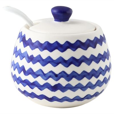 200ML/7Oz Ceramic Sugar Bowl with Lid and Spoon, Porcelain Pepper Storage Jar Pot Sugar Container Seasoning Pot