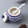 200ML/7Oz Ceramic Sugar Bowl with Lid and Spoon, Porcelain Pepper Storage Jar Pot Sugar Container Seasoning Pot view 3