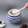 200ML/7Oz Ceramic Sugar Bowl with Lid and Spoon, Porcelain Pepper Storage Jar Pot Sugar Container Seasoning Pot view 4