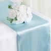 10 Pc 12 x 108 inch Long Charmeuse Satin Table Runners Bright Shiny Satin Silk and Smooth Fabric Runners for Table Decorations Birthday Parties,Baby Shower Banquet Wedding - Baby Blue/Aqua Blue view 1