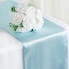 10 Pc 12 x 108 inch Long Charmeuse Satin Table Runners Bright Shiny Satin Silk and Smooth Fabric Runners for Table Decorations Birthday Parties,Baby Shower Banquet Wedding - Baby Blue/Aqua Blue view 2