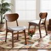 BOWERY HILL 2-Piece Dining Chair Set, Solid Oak and Rubberwood, Walnut Brown Finish, Foam-Padded Polyester Upholstery, Curved Backrest, 31.5 in High, Comfortable Modern Dining Room Seating view 2