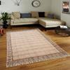 CASAVANI Boho Bedroom Gray & Black Hand Block Printed Cotton Dhurrie Handmade Area Custom Size Boho Kilim Flatweave Indoor Hallway Living Room 120x120 cm (4x4 Feet Square) view 2