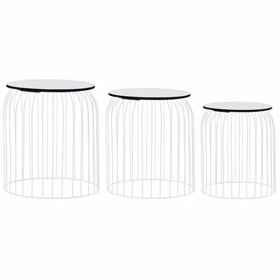 3 Pcs Coffee Table Set with MDF Tabletop Metal Frame Couch Table Set Industrial Style Side Table Furniture Set for Living Room Bedroom 15.7" x 15.7" x 17.7"