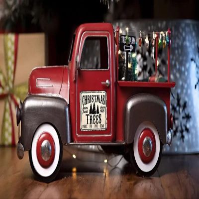 Sams Holiday Truck Pre-Lit Vintage Metal Christmas Truck Decor Lights change