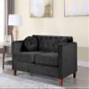 Container Furniture Direct Persaud Living Room Couch Set with Classic Chesterfield Velvet Upholstery, Ideal for Home, Apartment and Office, Loveseat, Black view 1
