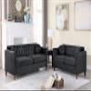 Container Furniture Direct Persaud Living Room Couch Set with Classic Chesterfield Velvet Upholstery, Ideal for Home, Apartment and Office, Loveseat, Black view 2
