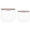 2 Pcs Coffee Table Set with MDF Tabletop Metal Frame Couch Table Set Basket Design Side Table Furniture Set for Living Room Bedroom 19.7" x 19.7" x 15.7" view 1