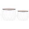 2 Pcs Coffee Table Set with MDF Tabletop Metal Frame Couch Table Set Basket Design Side Table Furniture Set for Living Room Bedroom 19.7" x 19.7" x 15.7" view 2