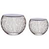 2 Pcs Coffee Table Set with MDF Tabletop Metal Frame Couch Table Set Basket Design Side Table Furniture Set for Living Room Bedroom 20.1" x 20.1" x 16.1" view 1