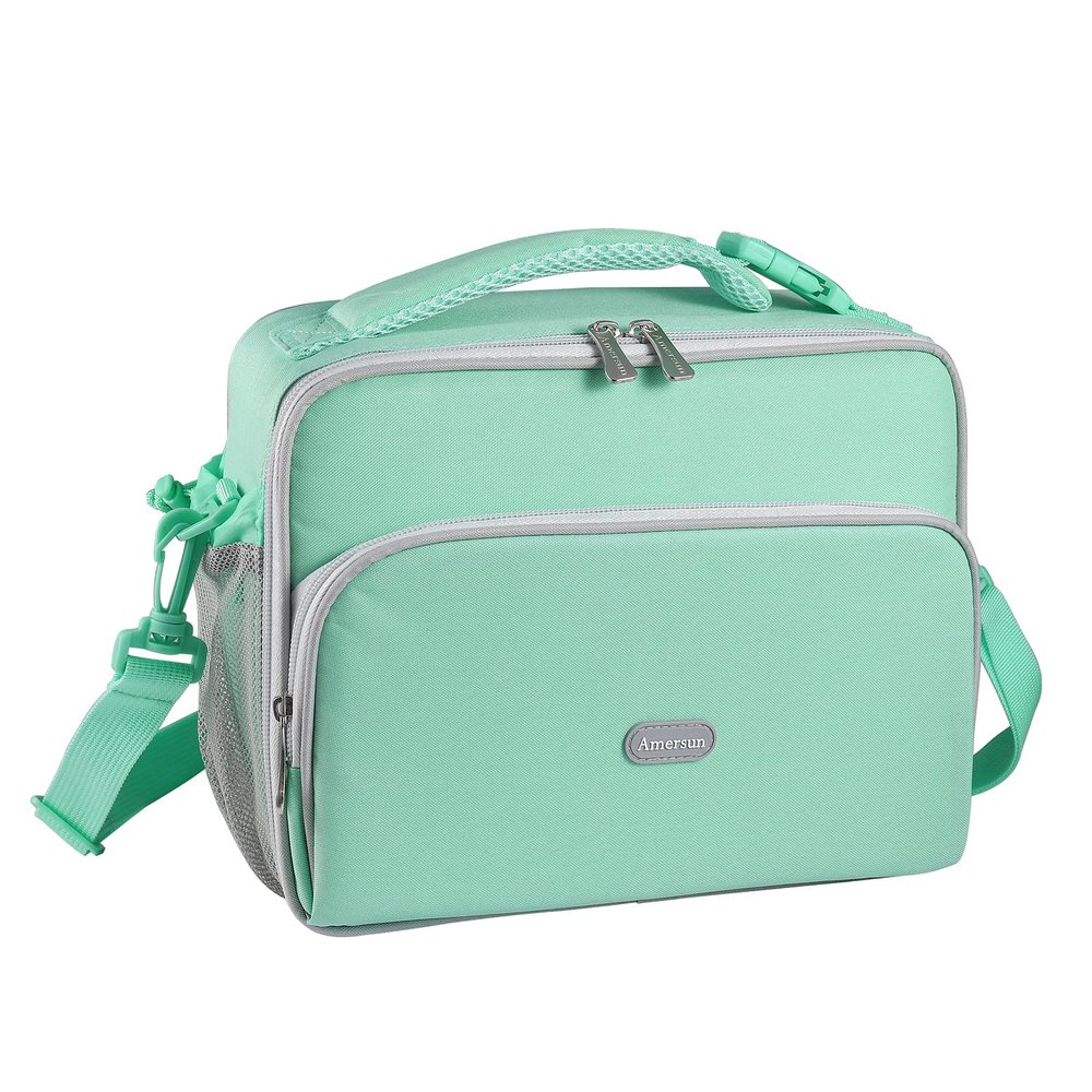 Amersun Lunch Bag for Kids, Almond Green, Unisex, Fabric, 10.2"L x 8.2"H x 0.43"W