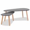 2 Pieces Solid Pinewood Coffee Table Set with Foot Pads and MDF Tabletop Sofa Table Set Nesting End Table Furniture Set for Living Room Bedroom 39.4" x 19.7" x 15.7" view 2