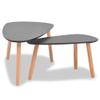 2 Pieces Solid Pinewood Coffee Table Set with Foot Pads and MDF Tabletop Sofa Table Set Nesting End Table Furniture Set for Living Room Bedroom 39.4" x 19.7" x 15.7" view 4