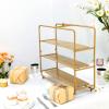 19" Tall Gold Metal Tiered Cupcake Stand, 3 Tier Square Cupcake Holder, Dessert Display Stand view 1