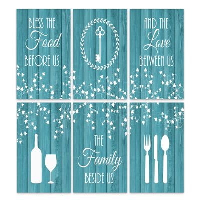 Wall Art Boutique - Bless The Food Before Us, The Family Beside Us, and The Love Between Us - Set of 6 Wall Art Prints - HOME421 (16 inches x 20 inches Canvas)