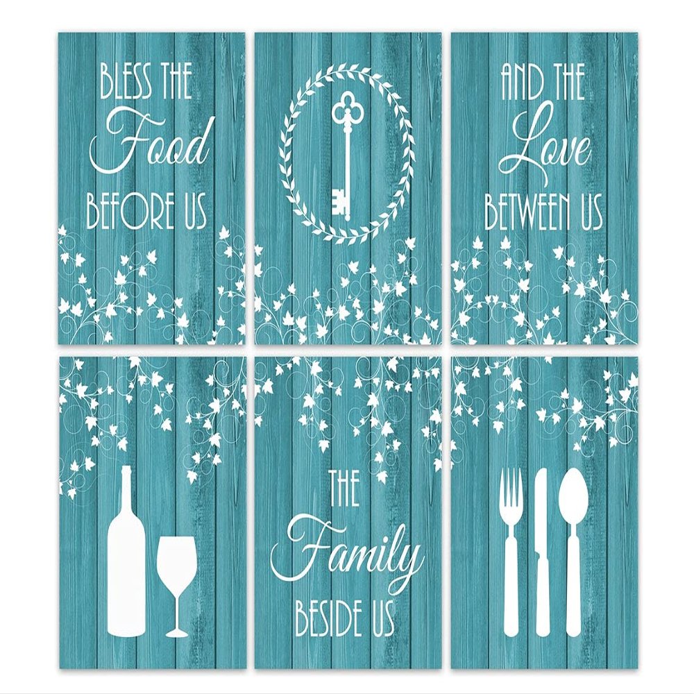 Wall Art Boutique - Bless The Food Before Us, The Family Beside Us, and The Love Between Us - Set of 6 Wall Art Prints - HOME421 (16 inches x 20 inches Canvas)