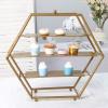 21" Tall Gold Metal Tiered Cupcake Stand, 3 Tier Hexagonal Cupcake Holder Dessert Display Stand view 1