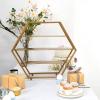 21" Tall Gold Metal Tiered Cupcake Stand, 3 Tier Hexagonal Cupcake Holder Dessert Display Stand view 2