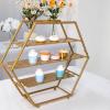 21" Tall Gold Metal Tiered Cupcake Stand, 3 Tier Hexagonal Cupcake Holder Dessert Display Stand view 4