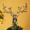 Lewondr Christmas Tree Topper, Metal Frame Deer Tree Topper with 50 Warm Light Beads, Remote & USB Operated Tree Topper with Lights 6H Timer, Xmas Tree Decor for Holiday Home Decoration, Brown view 1